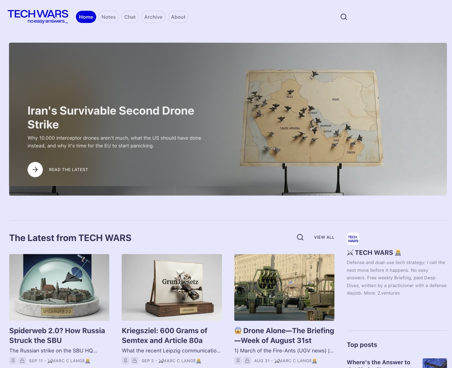 TECH WARS homepage on Substack